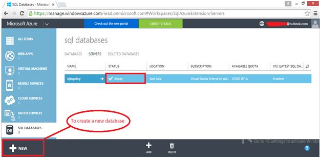 create a new database